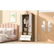 70 * 55 * 180 Wardrobe, With Illuminated Compartments, Light, Ample Storage Space And Clothing Hanging Area, Single Wardrobe, Wood Color. - Natural Wood + MDF - View 6
