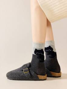 1 Pair/4 Pairs Women's Autumn Winter Mid-Calf Socks Cartoon Fun Pattern Sheer Socks - Multicolor - View 9