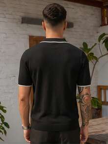 ALTZTAR Men's Casual Knit Polo Short Sleeve Top - Black - View 3