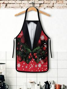 2Pcs Christmas Couple Aprons Set, Funny Santa Helper Elf Costume & Tuxedo Suit Print Kitchen Apron, Waterproof Adjustable Bib Apron For Baking Cooking Grilling, Xmas Holiday Party Decor Gift - Multicolor - View 5