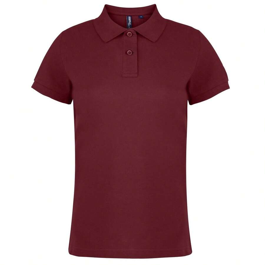 Roly Asquith & Fox Womens/Ladies Plain Basic Short Sleeve Polo Shirt/Top - Burgundy - View 1