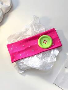 1/2/3pcs Women's Y2K Retro Fashion Button Wide Edge Headband, Star Fabric Headband For Outdoor Atmosphere - Multicolor - View 9