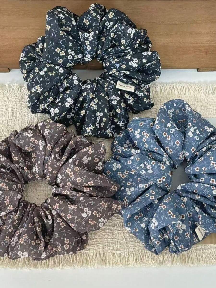 Ditsy Floral Star Casual Polyester Hair Scrunchie - Multicolor - View 1