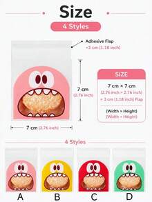 100 Pcs Candy Storage Bags, Cartoon Pattern Random Color Packaging Bags Wedding Party Gift Bags School Supplies Food Bags Food Boxes For Candy Chocolate Biscuits - Multicolor - View 6