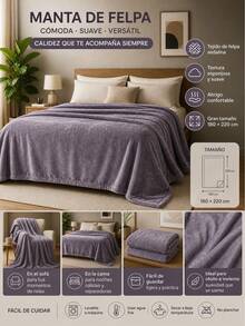 Soft Polyester Throw Blanket For Bed And Sofa In Various Sizes And Grey Or Pink Colors, Warm Lightweight Cover - Grey - View 7