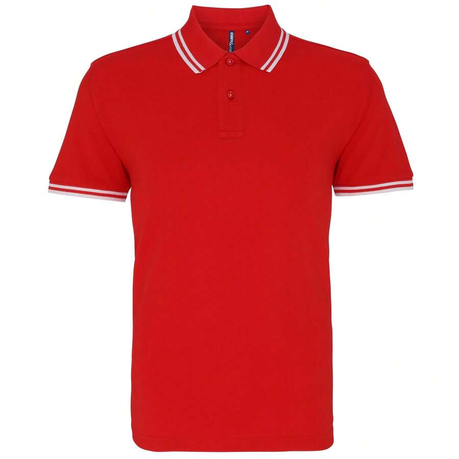 Roly Asquith & Fox Mens Classic Fit Tipped Polo Shirt - Red/ White - View 1