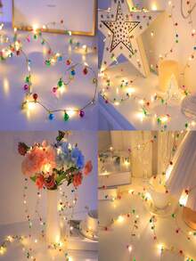 LED Fairy Lights 200cm/78.74in Extra Long Mini Multi-Color LED Fairy Lights - Battery Powered Colorful Garland Decorative String Lights With Round Bulbs, Wall-Mounted, Perfect For Christmas, Valentine's Day, Birthday And Indoor Holiday Decoration - Warm Light - View 6