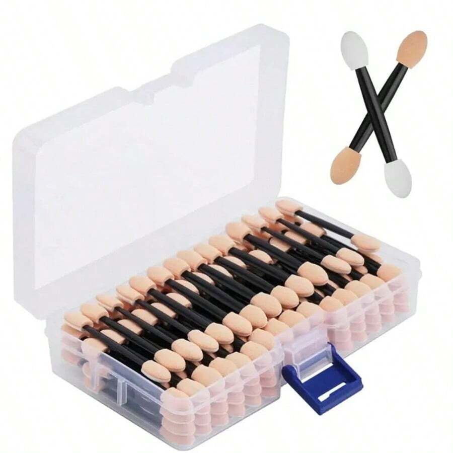 200/100/50pcs Spons Seni Kuku Tongkat Ajaib Kuas Spons Dua Ujung Kuas Kuku Gradien dengan Tempat Rhinestone, Kuas Perona Mata Dua Ujung Sekali Pakai, Untuk Alat Rias Mata, Alat Seni Kuku - A - View 1