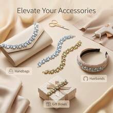 60cm Fashionable European And American Retro Colorful Rhinestone Trim Blue Yellow Rhinestone Embellishment Accessories Creative Decorative Rhinestone Band DIY Making Clothes Pants Hair Accessories Bags Scarves Holiday Party Birthday Gift Decorative Trim Decorative Band - 60cm/Blue Rhinestone Lace - View 4