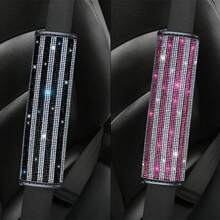 3PCS New Shiny Rhinestone Steering Wheel Cover 1pc + Rhinestone Shoulder Protector 1pc + Rhinestone Gear Shift Cover, 3 Pieces Set Combination, Comfortable Non-Slip Wear-Resistant, Universal Car Interior Accessories, Used For Car Decoration - Multicolor - View 6
