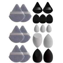 Grey & Black Makeup Sponge Set, 5pcs Random Color Sponges, 3 Makeup Eggs, 3 Mini Makeup Eggs, 3 Mini Finger Puff. Universal Makeup Sponges For Foundation, Cream Foundation And Loose Powder, Multi-Color Makeup Sponges, Latex Material Dry & Wet Use Foundation, Powder Application Tools, Includes Powder Brush, Latex Material Mixed Sponges And Makeup Sponges, Random Color Multi-Color Mini Makeup Eggs - Multicolor - View 7