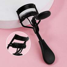 1pc Portable Eyelash Curler With Comb + 10pcs Silicone Pads, Black Handle Eyelash Curler, No Damage To Eyelashes, Easy Curling, Suitable For Daily Makeup Eyelash Curling - Black - View 1