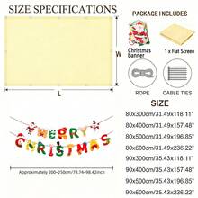 Balcony Privacy Screen, Christmas DIY Yard Decor, Balcony Railing Privacy Screen + Detachable Christmas Bunting, Reusable Porch, Fence Cover Decoration With Rope Ties - Beige - Multicolor - View 2