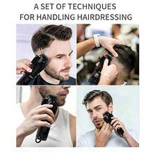 AXH. Rechargeable Electric Hair Clipper Set, Professional Grooming Kit With LCD Display, Christmas/Father's Day Gift For Men - Black - View 10