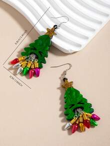 1 Pair Creative Christmas Tree Earrings, Cute And Fun, Suitable For Women - Multicolor - View 5