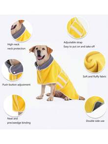 1pc Reversible Dog Absorbent Bathrobe, Plush Bathrobe, Soft And Comfortable, Quick-Drying And Adjustable, Suitable For Different Dog Breeds And Body Types, Ideal For Bathing, Swimming, Beach And Daily Care - Multicolor - View 12