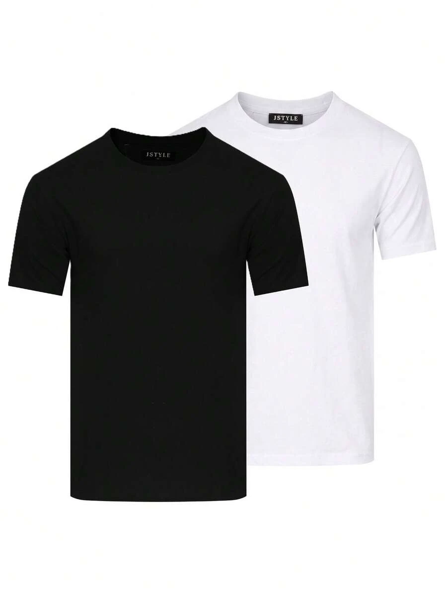 Men's 2 Packs T-Shirts 67T1298-BI-CZ In White And Black, Clean Everyday Tees, Practical Lifestyle Multipack - Multicolor - View 1