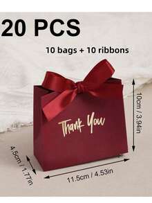 5/10 Sets Mini Colorful Gift Bags/Boxes With Bow Ribbon, Thank You Pattern Foil Stamping Design Kraft Paper Bags, Suitable For Wedding Favors, Birthday Party, Holiday Small Gift Packaging, Candy Bags, Valentine's Day, Christmas Gift Decoration - A - View 13
