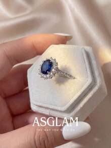 1件女款優雅電氣石戒指，婚戒，女性珠寶，結婚週年禮物 - 藍寶石 - 查看 5