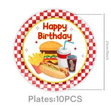 This Hamburger And Hot Dog-Themed Disposable Tableware Set-Including Plates, Napkins, And Paper Cups For 10 Guests-Is Perfect For Birthdays, Weddings, Themed Parties, Family Picnics, And A Variety Of Other Occasions. - Multiple Styles - View 3