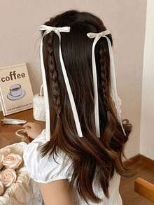 12 Pcs Long Ribbon Hair Bow Clips For Women Girls,Satin Bow Hair Clips,Cute Ponytail Holder Hair Accessories For Party Ballet Daily Wear Fall Style - Multicolor - View 7