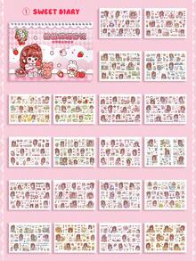 Nini Cartoon Girl Tape Sticker Book, Cute Planner Decoration Material Book, Spiral Bound Release Paper Book (Random Color) - Multicolor - View 9