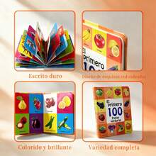 Hardcover Board Book, Spanish Language Fruits Vegetables Cognition Book, Colorful Picture Book For Early Learning, Thick Durable Paper Reading Book For Daily Use - Multicolor - View 4