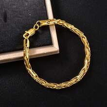 Classic Hip-Hop Street Style 18K Gold Plated Multi-Layer Copper Bracelet, Unisex, Suitable For Daily And Party Wear, Minimalist Gift Jewelry - Gold - View 4