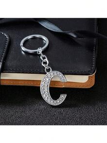A-Z Initial Letter Keychain, Shiny Crystal Key Ring For Women, Best Friend Gift, Birthday Gift - Silver - View 26