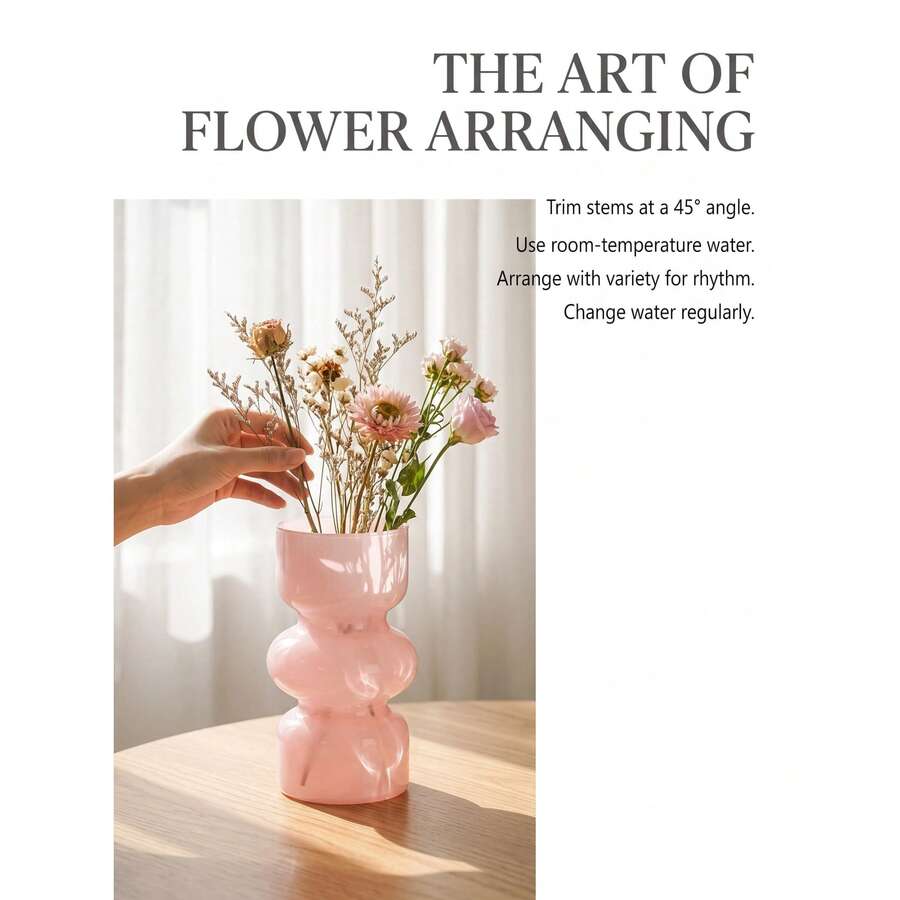 Glass Vase Living Room Floral Decoration Small Vase Minimalist - Pink - View 1