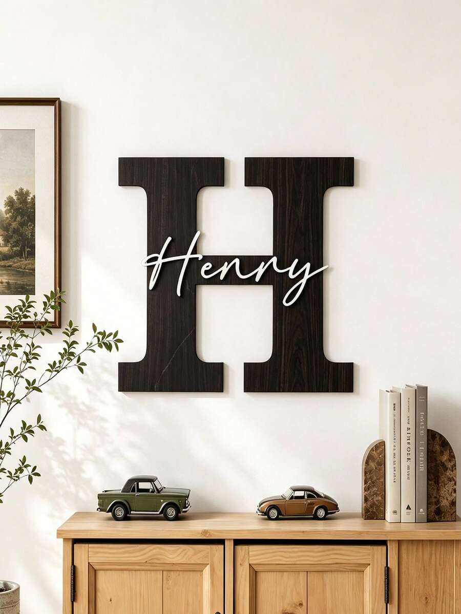 Customized Name Wall Decor, Detachable Initial Letter With Star Decoration, Colorful 3D Hand-Painted Name Plate, Decorative Personalized Gift - Multicolor - View 1