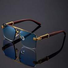FIYLROG 1 Pasang Kacamata Hitam Aviator Pria Warna Emas & Merah, Bingkai Logam, Perlindungan UV400, Kacamata Hitam Gaya Bisnis Mewah, Cocok untuk Acara Bisnis - MultiWarna - View 19