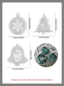 3PCS/Set Christmas-Themed Hanging Ornament Silicone Mold, Creativity DIY Epoxy Resin Mold For Christmas Pendants, Holiday Home Decor & Gift-Making Scented Hanging Tags Mold, Handicrafts Casting Molds, Christmas Decorations Plaster Mould - 01-straight-eared Rabbit Tray Silicone Mold - View 2