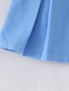 Autumn/Winter Young Girl Fashion Casual Colorblock Lapel Long Sleeve Overcoat Suitable For Outdoor Wear - Dusty Blue - View 5