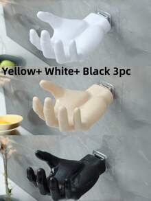 1/2/3pcs Palm-Shaped Storage Rack, Creative Hand-Shaped Wall-Mounted Jewelry Storage Tray, Black White Yellow Optional, Bathroom Bedroom Vanity Decor Hanging Storage Rack, Aesthetic Home Decor And Back To School Gift Supplies - Multicolor - View 17