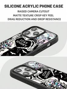 1pc Shockproof Full Coverage 2-In-1 Acrylic Phone Case, Halloween Skull, Hand And Bat Pattern, UV Printing Process, Compatible With IPhone 18, 17, 16, 15, 14, 13, 12, 11 Pro Max Phone Protective Cover, Holiday Gift, Daily Commute, Daily Anti-Drop Highly Attractive Style - Multicolor - View 3