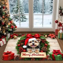 1PC Christmas Element Welcome Mat, Diatomite Absorbent Small Rug, Non‑Slip Floor Mat For Stove Coffee Machine Water Bar Counter, Christmas Halloween Home Decor, Indoor Outdoor Doormat For Front Door Kitchen Area - Multicolor - View 3