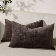 1/2 buah Sarung Bantal Lempar Bergaris Vintage, 100% Poliester Tenun dengan Resleting, Dapat Dicuci dengan Mesin, Sarung Bantal Dekoratif Pola Geometris untuk Sofa, Tempat Tidur, Ruang Makan, Kantor Rumah, Cokelat Kopi - Coffee Brown - View 13