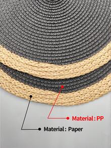 1pc/4pcs/6pcs 15-Inch Black Round Woven Placemats, Round PP Woven Placemats, Wide Paper Edge, Washable, Wipeable, Easy To Clean, Heat Resistant, Suitable For Holiday Parties, Indoor And Outdoor Daily Use - Black - View 7
