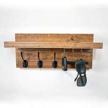 12 Inch Wooden Key Rack With Mail & Sunglass Holder, Room Decor, Bedroom Decor For Bedroom Kitchen Bathroom, Wall‑Mounted Entryway Organizer With Multiple Hooks, Versatile Home Deccor For Wall Storage Decoration - View 10