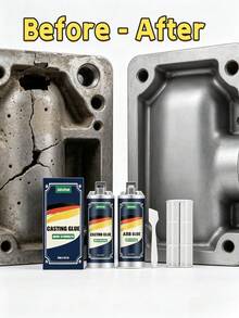 jakehoe Casting Glue Multi-Substrate Bonding Filling Shaping Dual-Component Curing Tool Set, Dual-Component Ratio, High Curing Hardness, Repair Cast Iron, Stainless Steel, Copper Aluminum Alloy Sand Holes And Cracks, Waterproof Sealing, Bonding Strength Superior To Electric Welding - B - View 3