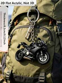 1pc,[2D Flat] 2D Plane Mini Motorcycle Rider With Passenger Keychain Pendant - Cute Couple Motorcycle Keychain, Suitable For Car Keys, Backpacks - Multicolor - View 6