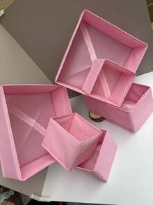 Fabric Drawer Organizer Bins, Foldable Closet Storage Boxes, Multi-Size Divider Containers For Clothes Socks Underwear, 4 Colors Available - Dusty Pink - View 12