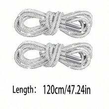 2pcs 120cm Luxury Rhinestone Shoelaces, Round Rhinestone Shoelaces/Hat Cord, Fashionable Shiny, Crystal Drawstring Sneakers Laces, Sports Shoes - White - View 12