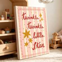 1pc Shiny Star Print Baby Room Decor, Pink Girl Room Canvas Wall Art Poster, Suitable For Home Decoration, Aesthetic Style, Frame Optional - Multicolor - View 8