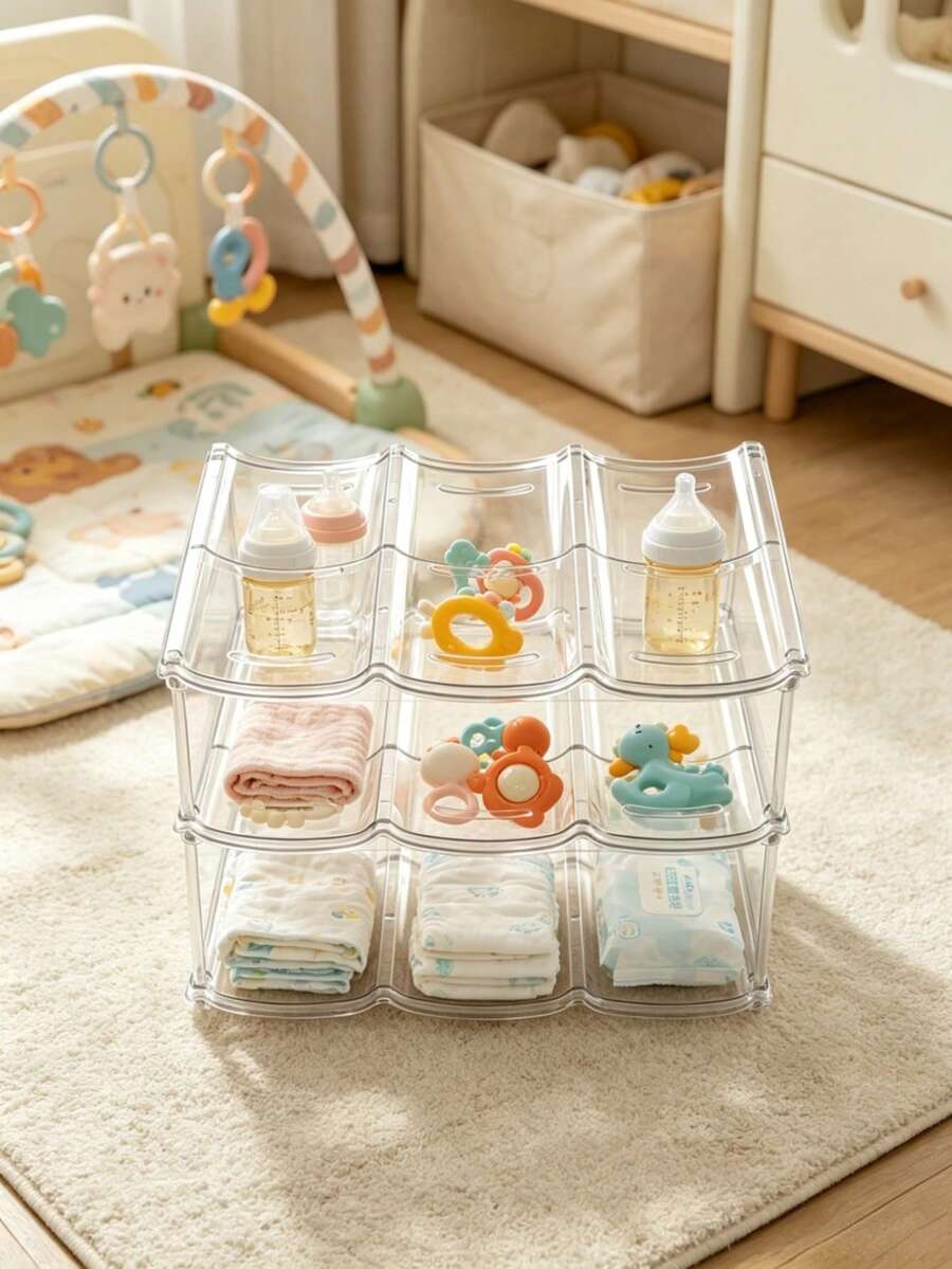 Transparent Multi-Layer Storage Rack, Can Categorize And Store Bottles, Diapers And Other Items, Suitable For Daily Storage In Various Indoor Scenes - Clear - View 1