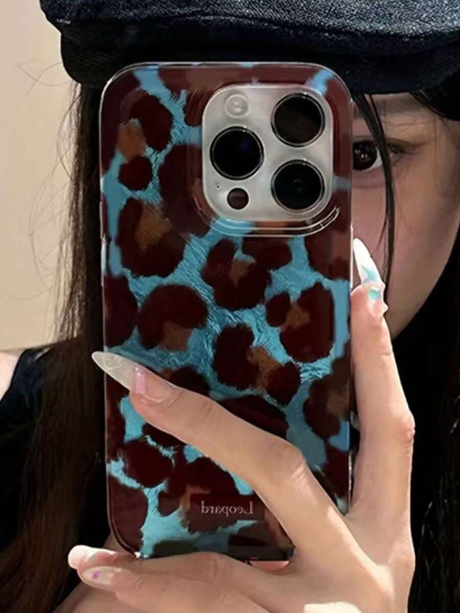 奢華豹紋貝殼紋理手機殼,適用於 iPhone 17 Pro Max 17 Pro 17 Air 17 16 15 14 Plus 13 12 Pro Max 11,時尚防震後蓋 - 彩色 - 查看 1