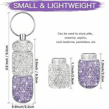 Portable Bling Keychain Storage Box 1/2/3/6 Compartments Small Travel Storage Case Pill Organizer Outdoor Rhinestone Waterproof Small Pill Holder With Keychain Cute Storage Box For Outdoor Camping Case Beautiful Holder - View 5