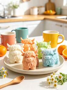 3D Highland Cow Figure Silicone Casting Mold, Realistic Furry Animal Sculpture Design DIY Craft Mold, Reusable Easy Demold Handmade Ornament Mold With Stirring Sticks For Home Decor Art Making - A - View 7