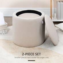 Linen-Look 92 X 31cm Storage Ottoman - White On-Site - Cream + Plywood - View 4